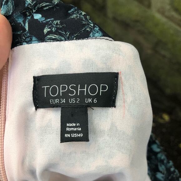 TopShop Floral Colorblock Bell Long Sleeve Mock Neck Romper Playsuit 2 - Picture 11 of 11